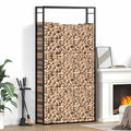 Portalegna Nero Opaco 110x28x214 cm in Acciaio