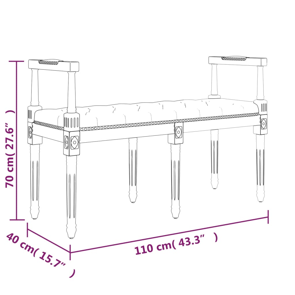 Panca Grigio Chiaro 110x40x70 cm in Velluto