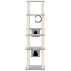 Albero per Gatti con Tiragraffi in Sisal Grigio Chiaro 169 cm