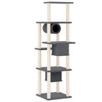 Albero per Gatti con Tiragraffi in Sisal Grigio Scuro 169 cm