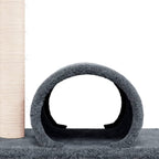 Palo Tiragraffi per Gatti con Tunnel Grigio Scuro 60x34,5x50cm