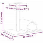 Palo Tiragraffi per Gatti con Tunnel Grigio Scuro 60x34,5x50cm