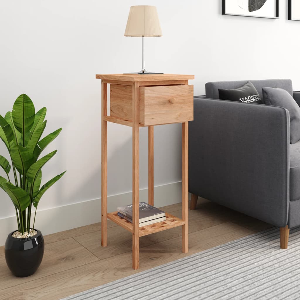 Tavolino con Cassetto 25x25x60 cm Legno Massello di Noce