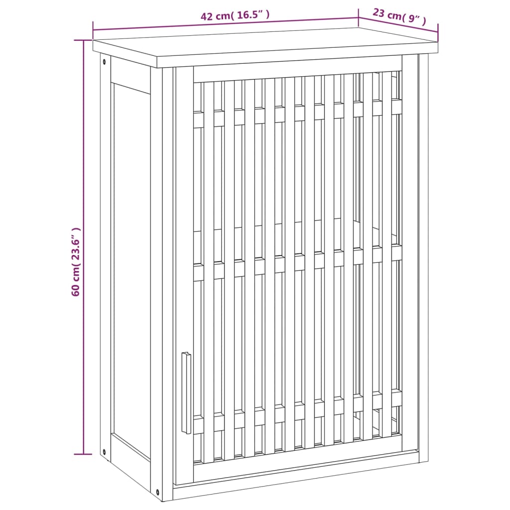 Armadietto da Bagno a Parete 42x23x60 cm Legno Massello di Noce