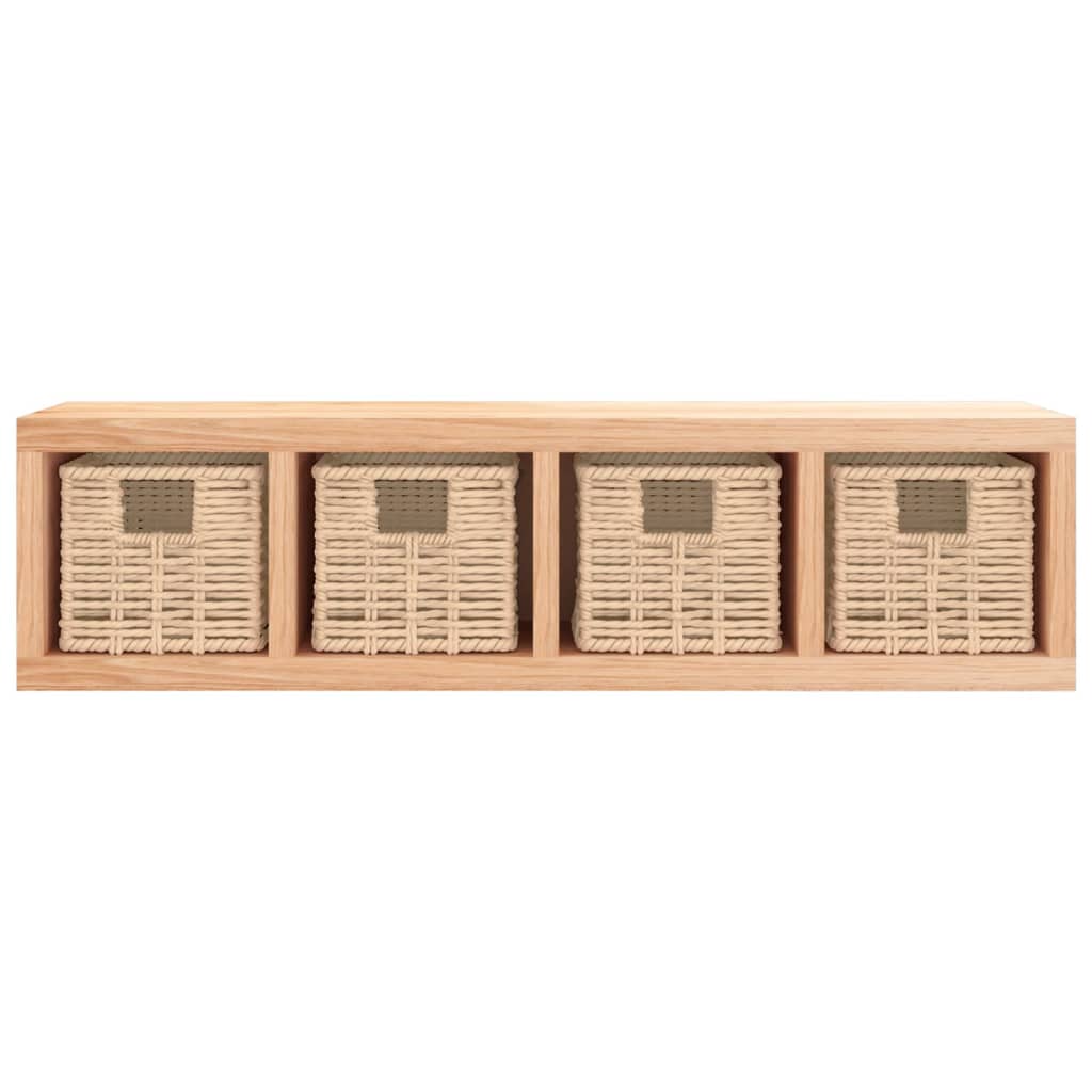 Scaffale a Muro con Cestini 62x18x16 cm Legno Massello Noce