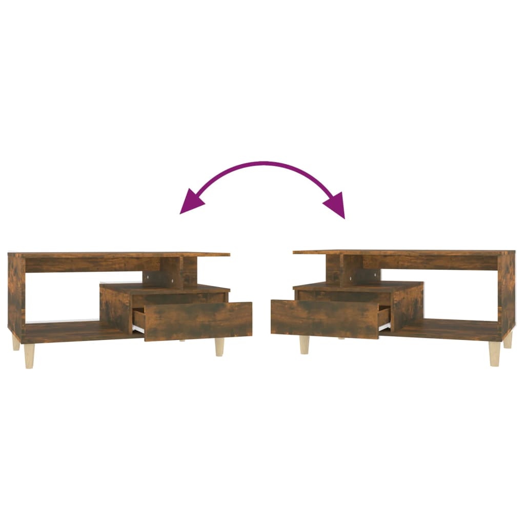 Tavolino da Salotto Rovere Fumo 90x49x45 cm Legno Multistrato