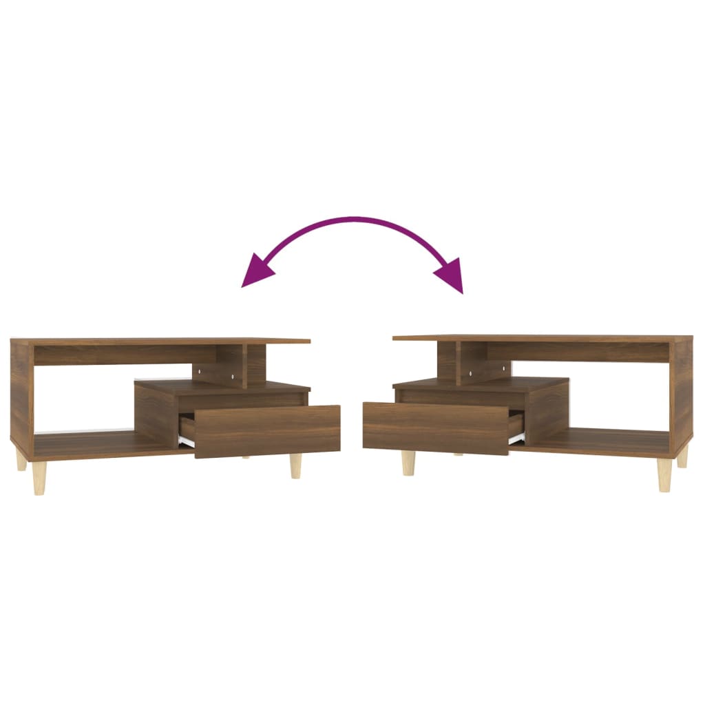 Tavolino Salotto Rovere Marrone 90x49x45 cm Legno Multistrato
