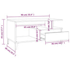 Tavolino da Salotto Rovere Sonoma 90x49x45 cm Legno Multistrato