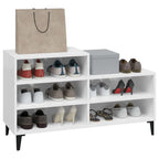 Scarpiera Bianco Lucido 102x36x60 cm in Legno Multistrato