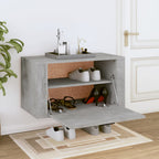 Scarpiera a Parete Grigio Cemento 70x35x38 cm Legno Multistrato
