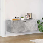 Scarpiera a Muro Grigio Cemento100x35x38cm in Legno Multistrato