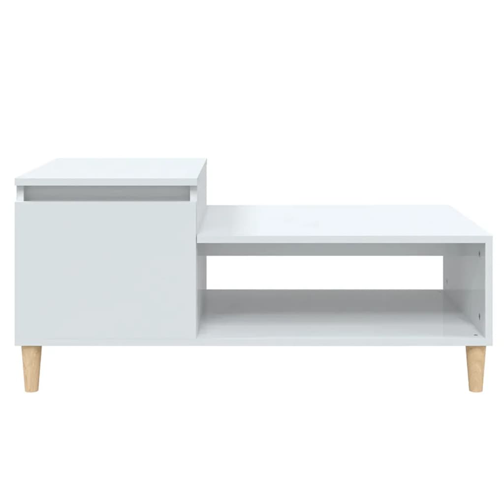 Tavolino da Salotto Bianco Lucido 100x50x45cm Legno Multistrato