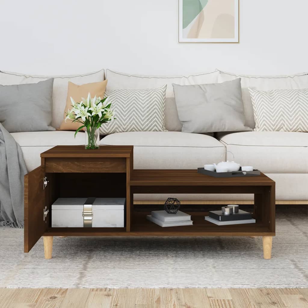 Tavolino da Salotto Rovere Marrone100x50x45cm Legno Multistrato