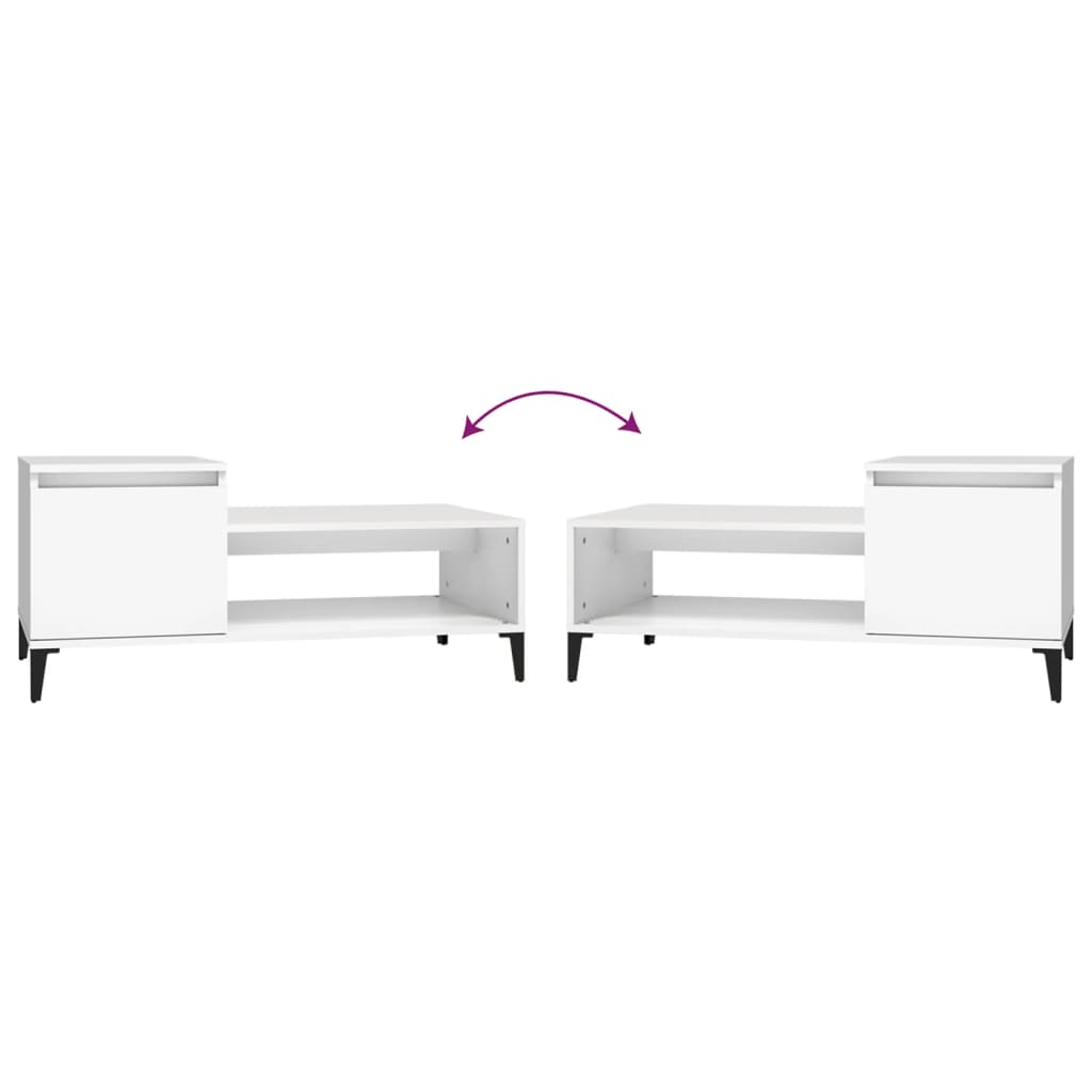 Tavolino da Salotto Bianco 100x50x45 cm in Legno Multistrato