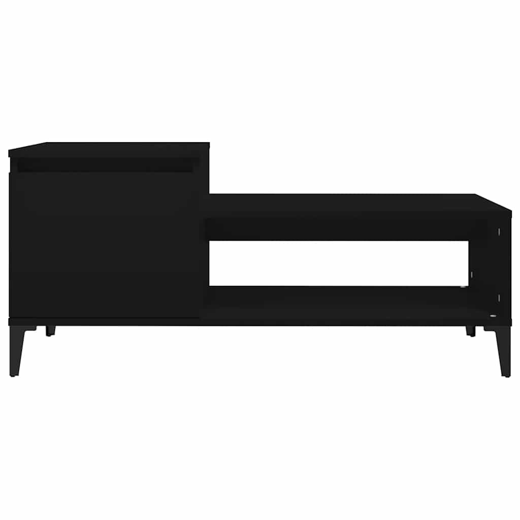 Tavolino da Salotto Nero 100x50x45 cm in Legno Multistrato