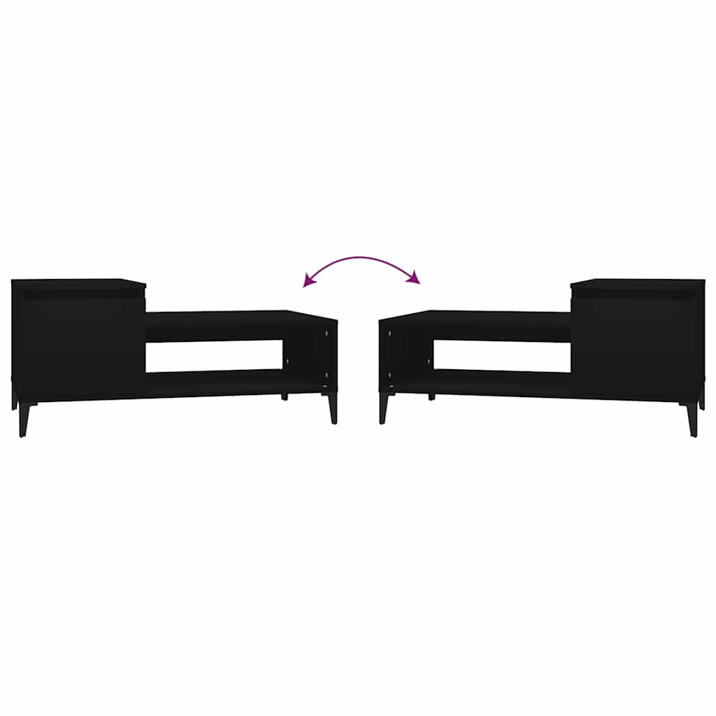 Tavolino da Salotto Nero 100x50x45 cm in Legno Multistrato
