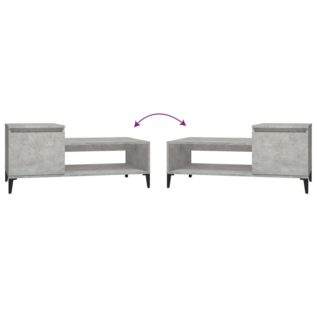 Tavolino Salotto Grigio Cemento 100x50x45 cm Legno Multistrato