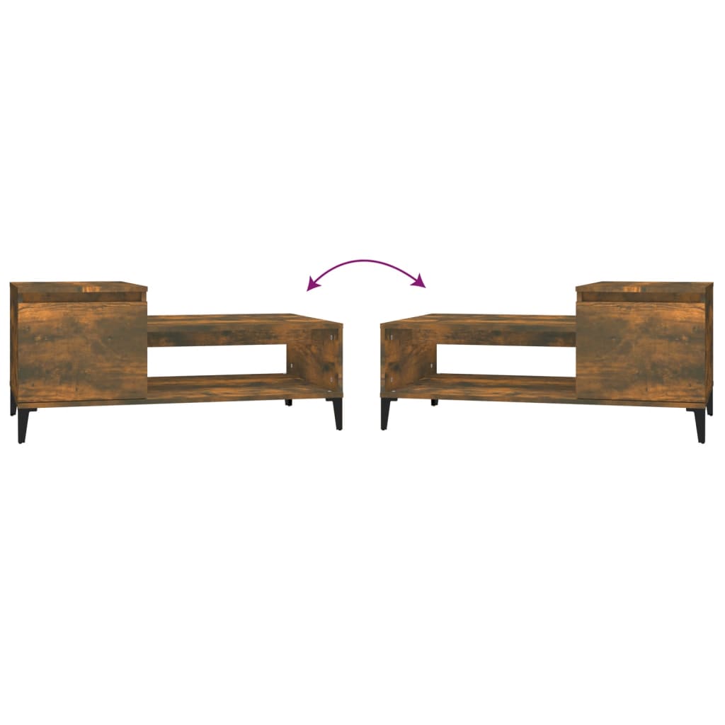 Tavolino da Salotto Rovere Fumo 100x50x45 cm Legno Multistrato