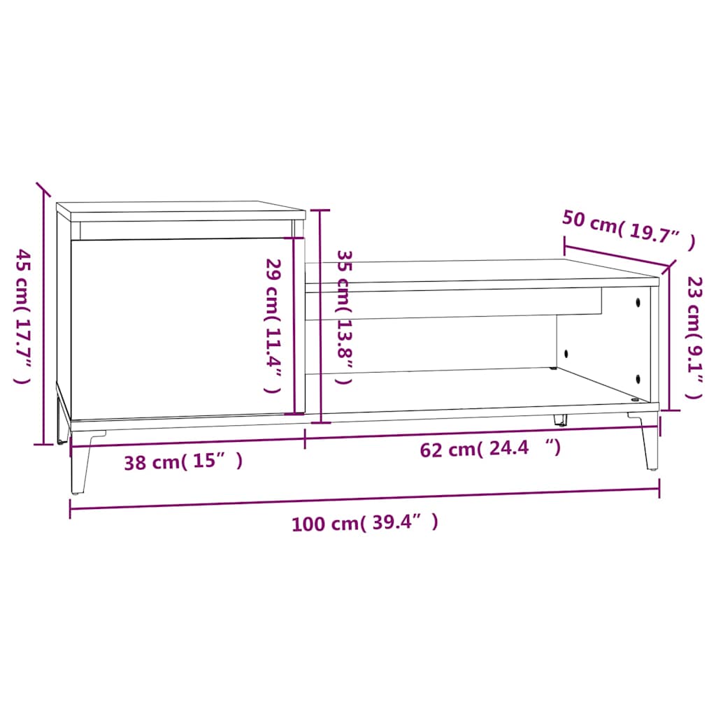Tavolino da Salotto grigio sonoma 100x50x45cm Legno Multistrato