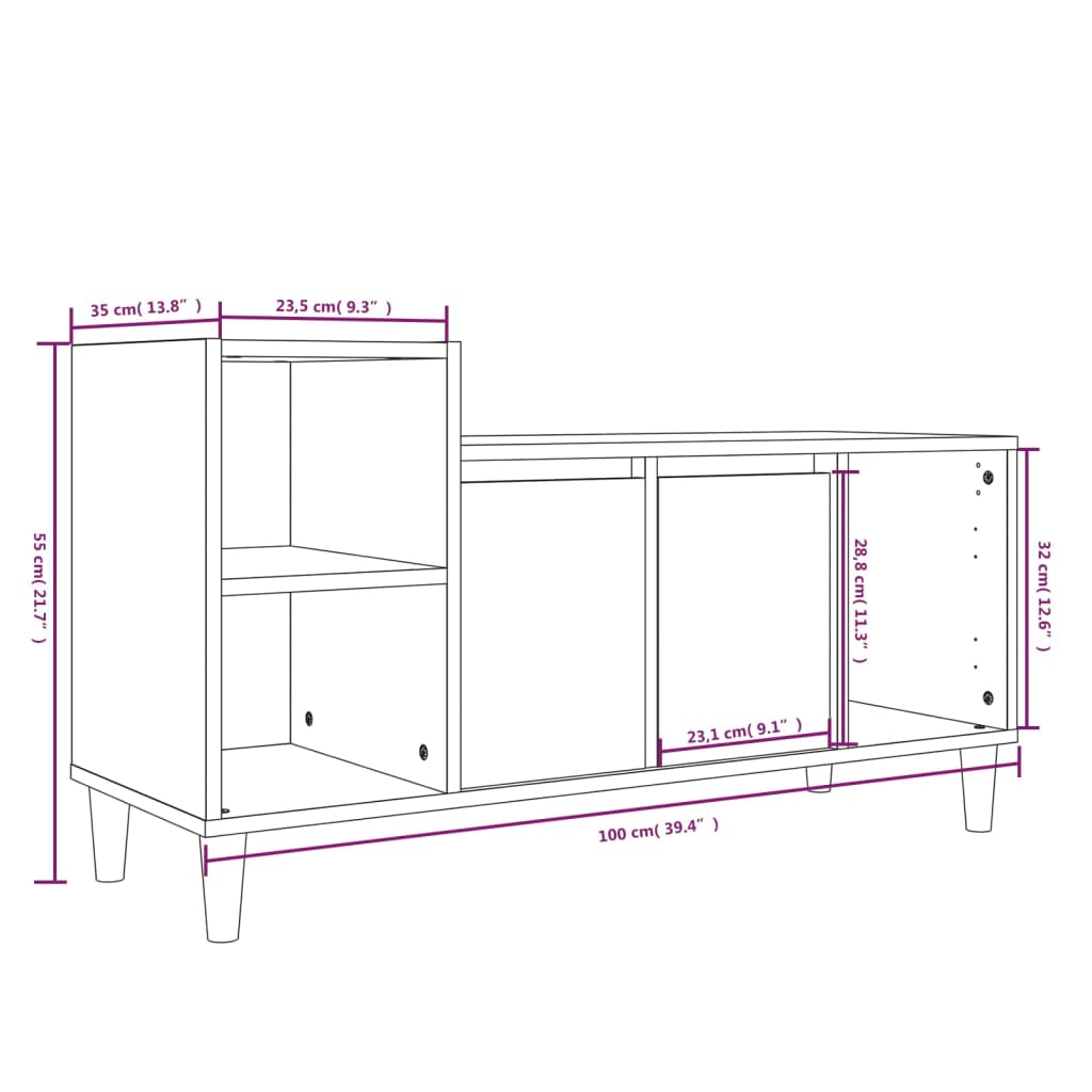 Mobile Porta TV Bianco 100x35x55 cm in Legno Multistrato