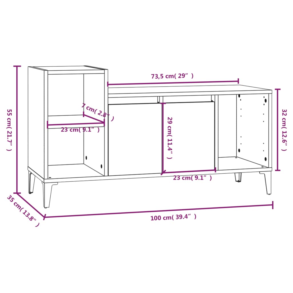 Mobile TV Rovere Marrone 100x35x55 cm in Legno Multistrato