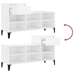 Scarpiera Bianco Lucido 102x36x60 cm in Legno Multistrato