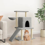 Albero per Gatti con Tiragraffi in Sisal Grigio Chiaro 96,5 cm