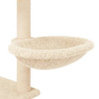 Albero per Gatti con Tiragraffi in Sisal Crema 153 cm