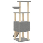 Albero per Gatti con Tiragraffi in Sisal Grigio Chiaro 153 cm