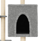 Albero per Gatti con Tiragraffi in Sisal Grigio Chiaro 117 cm