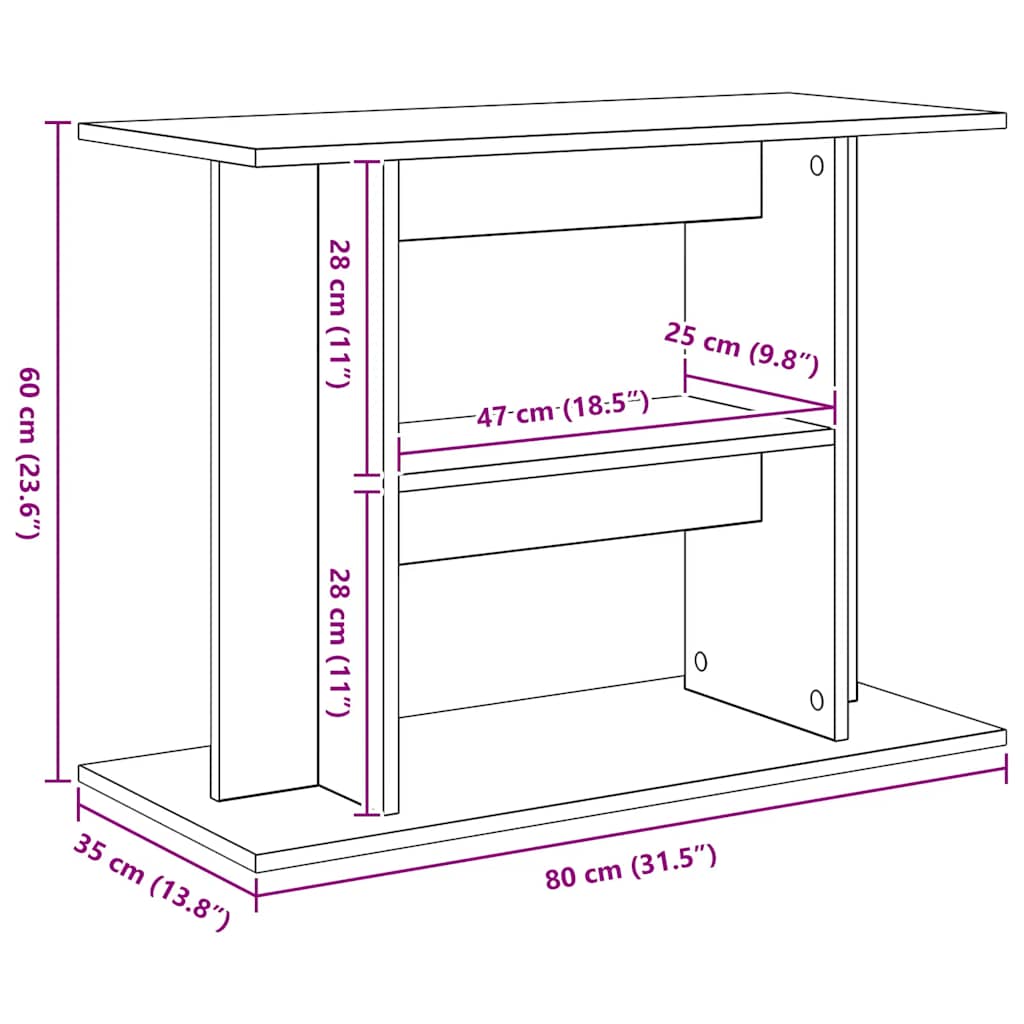 Supporto per acquario Grigio Sonoma 80x35x60 cm in legno ingegnerizzato