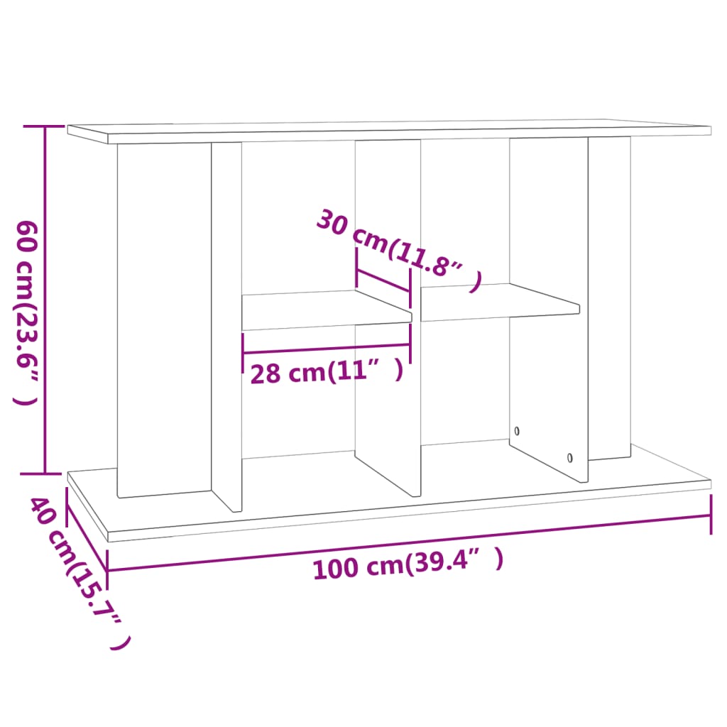 Supporto per acquario in cemento grigio 100x40x60 cm in legno ingegnerizzato