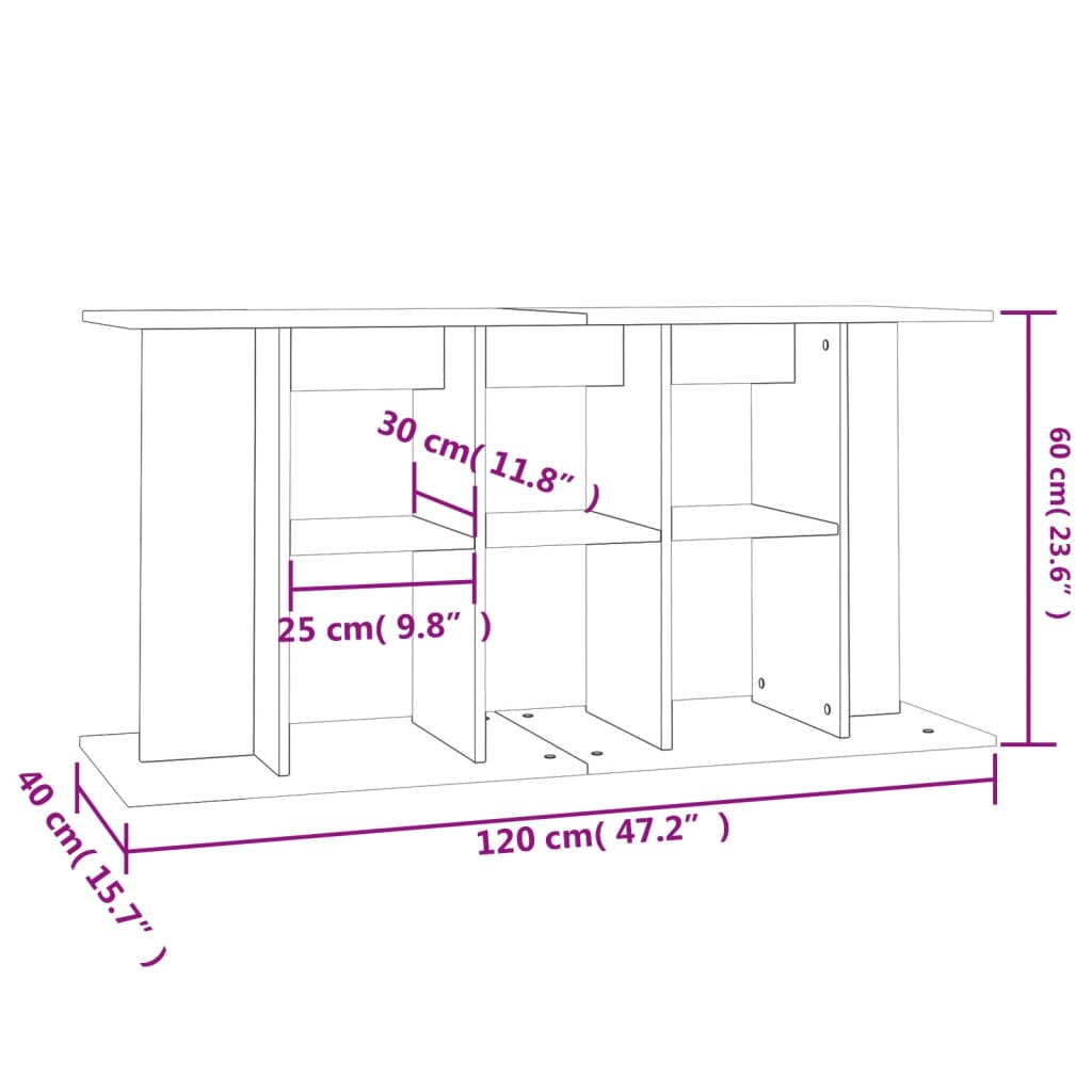 Supporto per acquario in cemento grigio 120x40x60 cm in legno ingegnerizzato