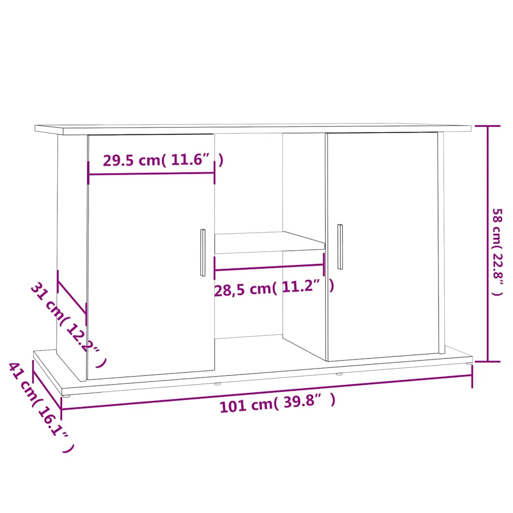 Supporto per Acquario 101x41x58 cm in Legno Multistrato Bianco