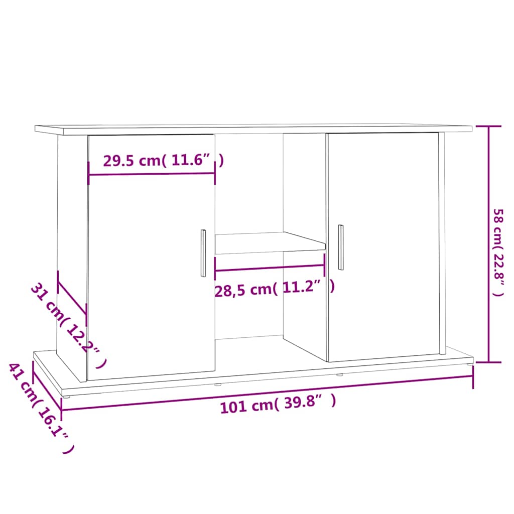 Supporto per acquario in rovere Sonoma 101x41x58 cm in legno ingegnerizzato