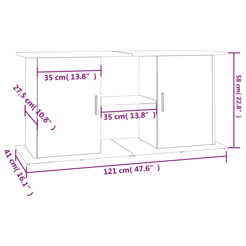 Supporto per acquario in cemento grigio 121x41x58 cm in legno ingegnerizzato