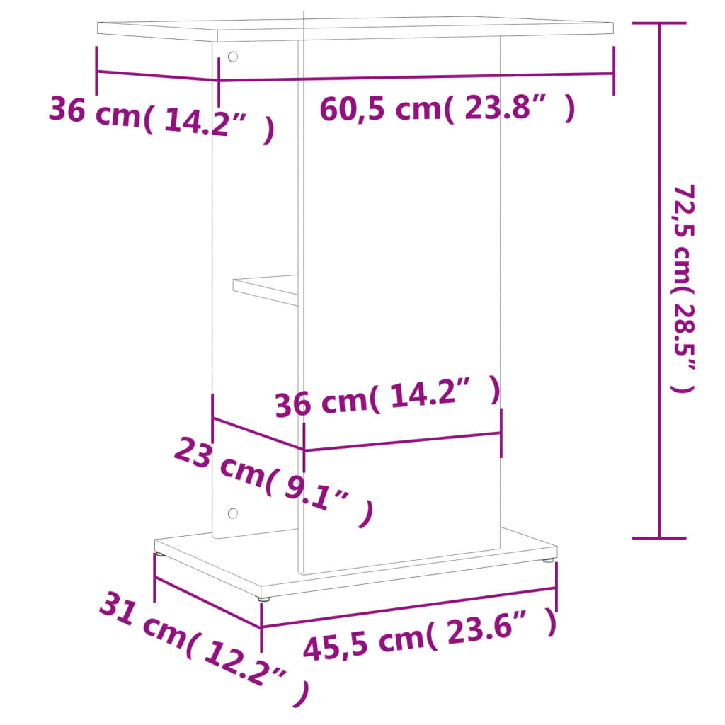 Supporto per acquario in rovere Sonoma 60,5x36x72,5 cm in legno ingegnerizzato