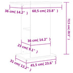 Supporto per acquario in cemento grigio 60,5x36x72,5 cm in legno ingegnerizzato