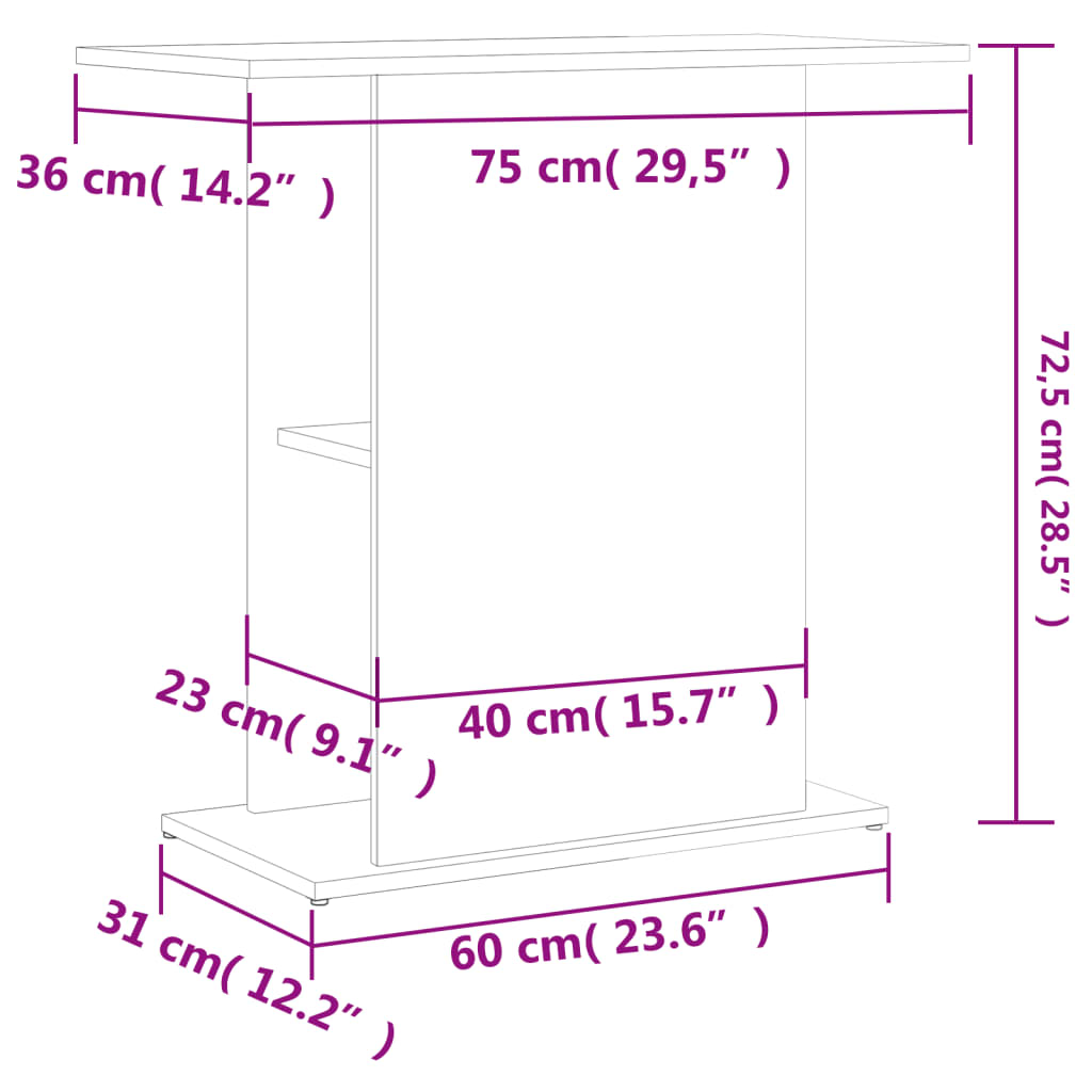 Supporto Acquario 75x36x72,5 cm Legno Multistrato Rovere Fumo