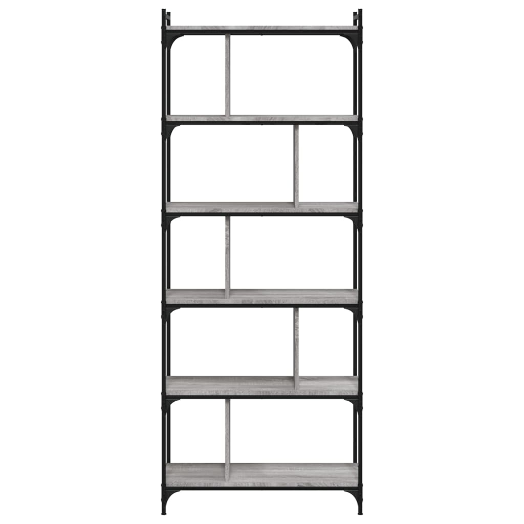 Libreria Grigio Sonoma 6 Ripiani 76x32x192 cm Legno Multistrato