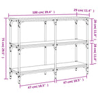 Tavolo Consolle Rovere Fumo 100x29x75 cm in Legno Multistrato