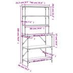 Scaffale Cucina 6 Ripiani Rovere Fumo 90x40x180cm Multistrato