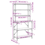 Scaffale Cucina 6 Ripiani Grigio Sonoma 90x40x180cm Multistrato