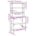 Scaffale Cucina 6Ripiani Rovere Marrone 90x40x180cm Multistrato