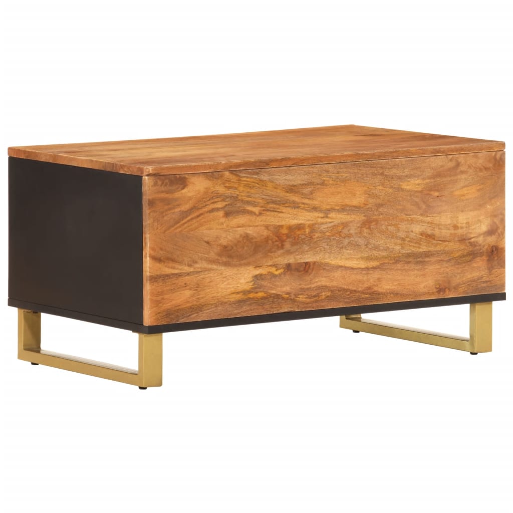 Tavolino da Salotto Marrone e Nero 80x50x40 cm Legno di Mango
