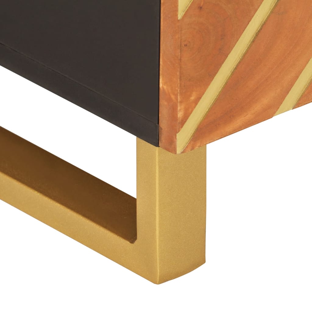 Tavolino da Salotto Marrone e Nero 80x50x40 cm Legno di Mango
