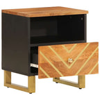 Comodini 2 pz Marrone e Nero in Legno Massello di Mango