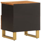 Comodini 2 pz Marrone e Nero in Legno Massello di Mango