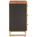 Comodino Nero 40x29x50 cm in Legno Massello di Mango