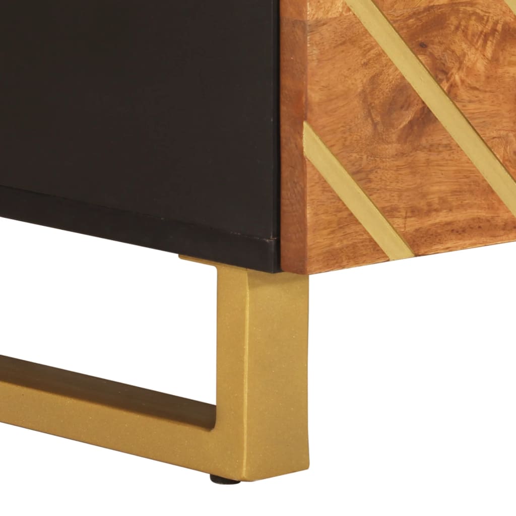 Tavolino da Salotto Marrone e Nero 80x54x40 cm Legno di Mango